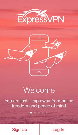 ExpressVPN iOS login screen.