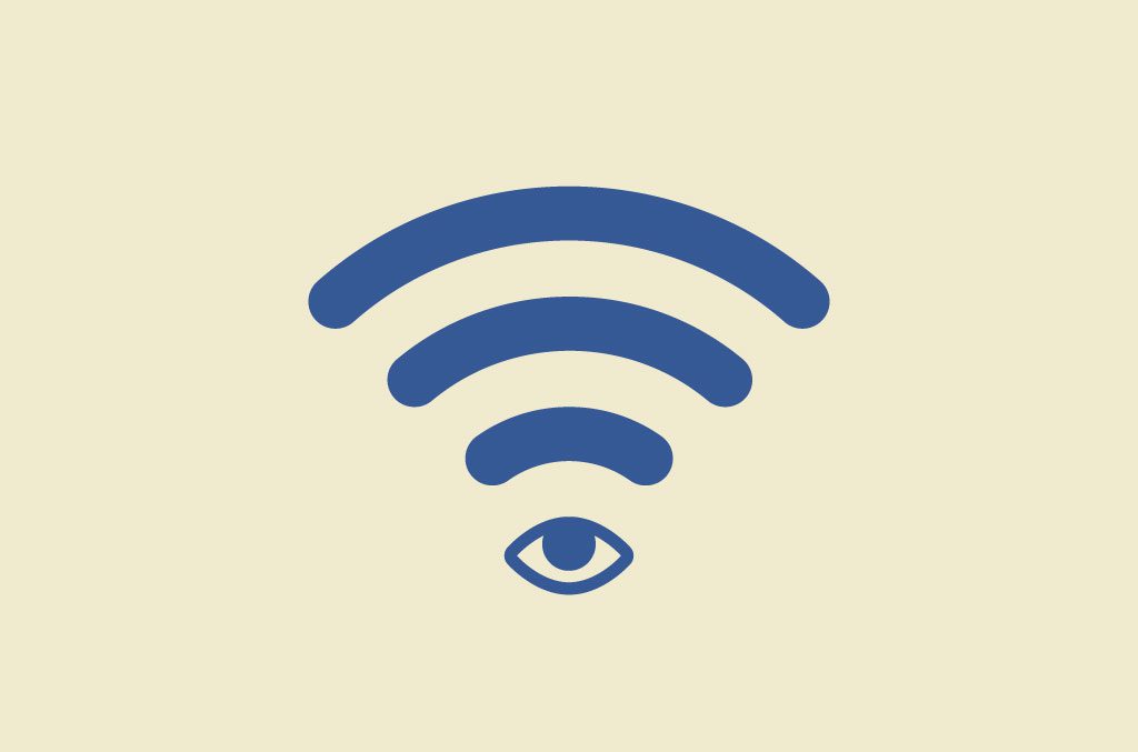 Um olho olhando para o símbolo do Wi-Fi.
