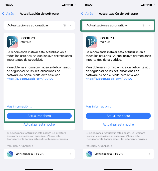 iPhone Software Update screen showing iOS 18.5 with Update Now option.