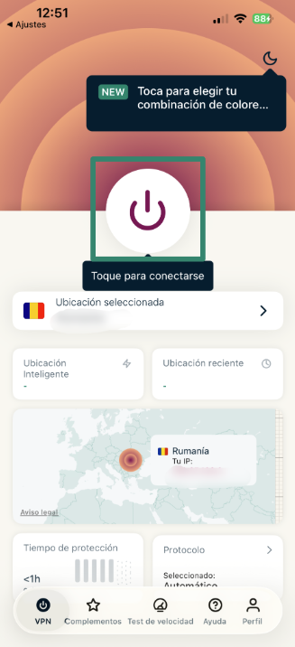 Connecting to ExpressVPN on iOS.