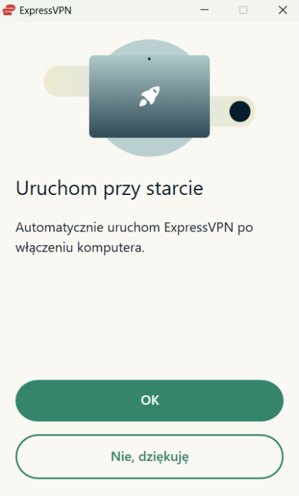ExpressVPN on Windows asking to launch automatically on Windows startup.