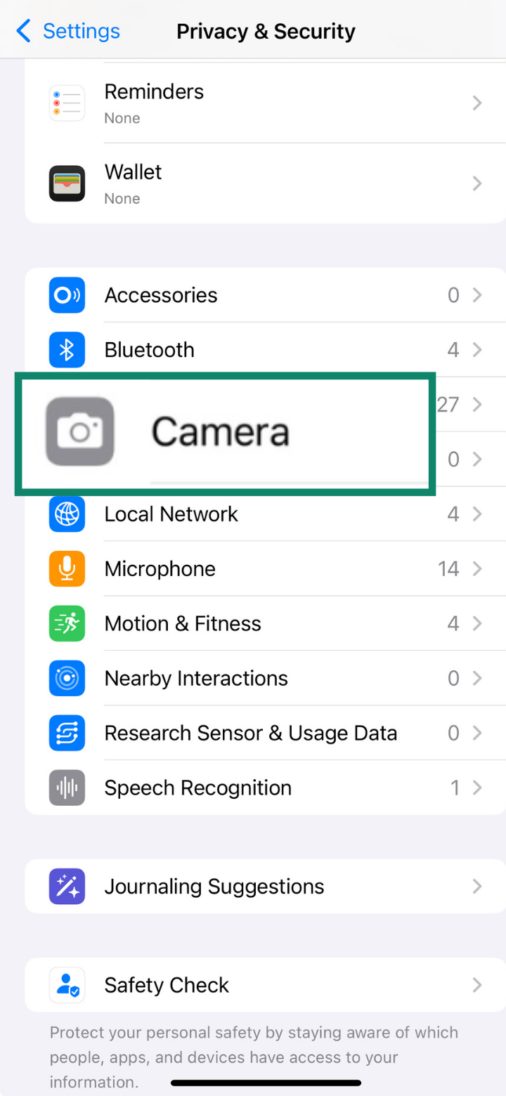 Image showing iOS Camera setting.