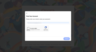 Quora password reset request popup.