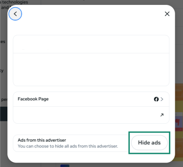A screenshot of the Ad preferences page, showing the option to hide ads from a specific brand.
