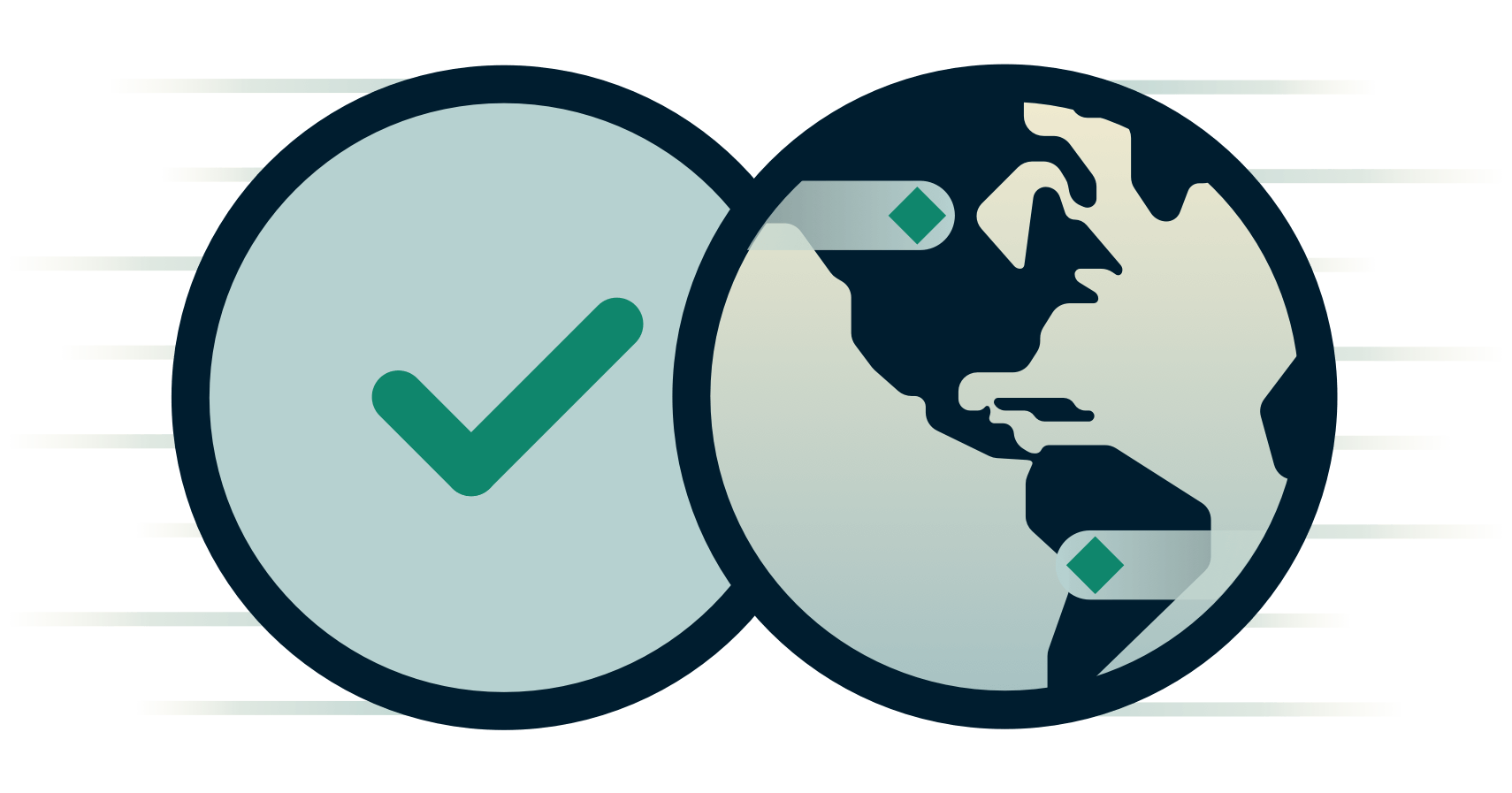 체크 표시 옆의 지구