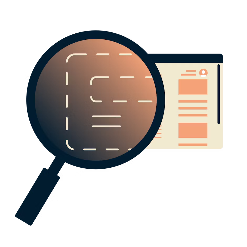 암호화된 정보를 표시하는 브라우저 위의 돋보기